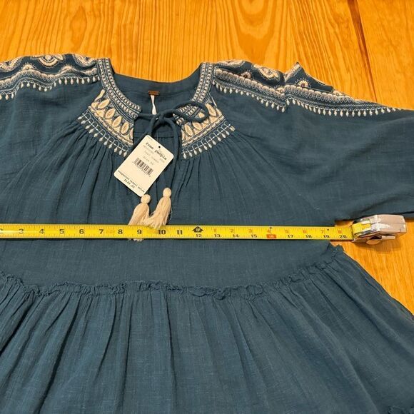 NWT Free People Dreamweaver Tiered Embroidered Boho 3/4 Sleeve Tunic Size XS - Picture 8 of 11